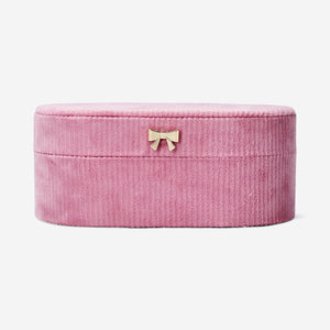 JEWELRY BOX WITH BOW CORDUROY 22X7X9CM ROSE PINK RECYCLED