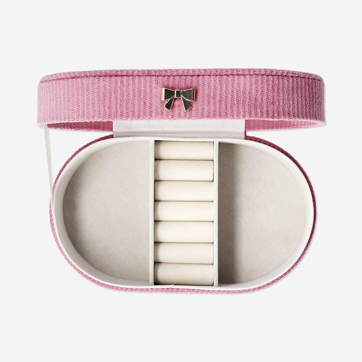 JEWELRY BOX WITH BOW CORDUROY 22X7X9CM ROSE PINK RECYCLED
