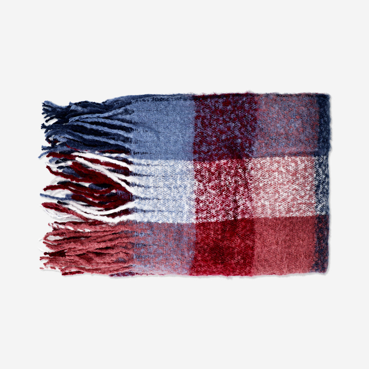 THROW 120X150CM W. FRINGES RECYCLED POLYESTER CHECK