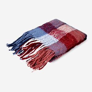 THROW 120X150CM W. FRINGES RECYCLED POLYESTER CHECK