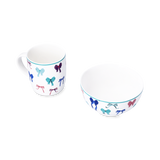 Fiyonk Desenli Beyaz Kupa Seti