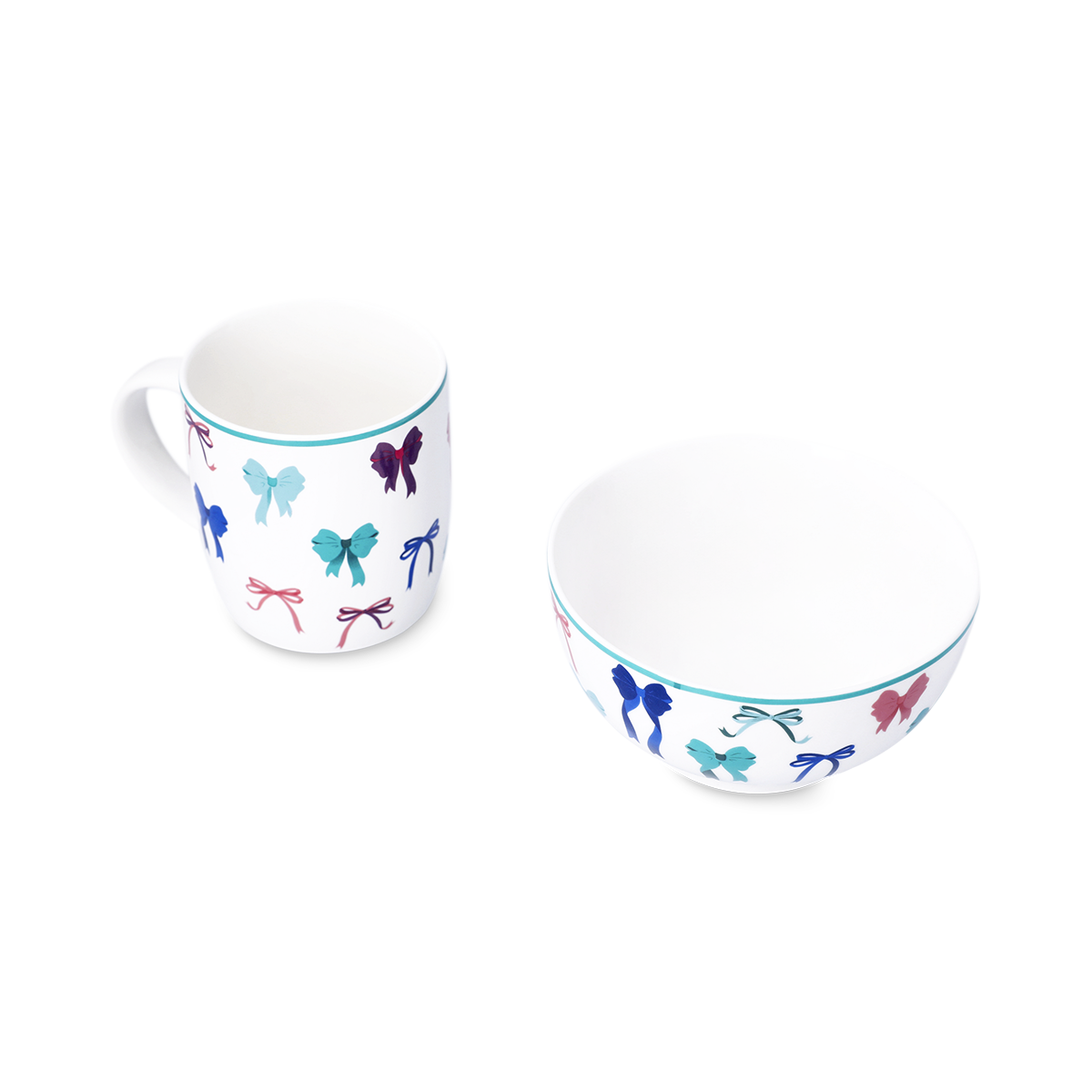 Fiyonk Desenli Beyaz Kupa Seti