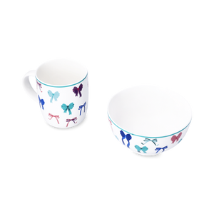 Fiyonk Desenli Beyaz Kupa Seti