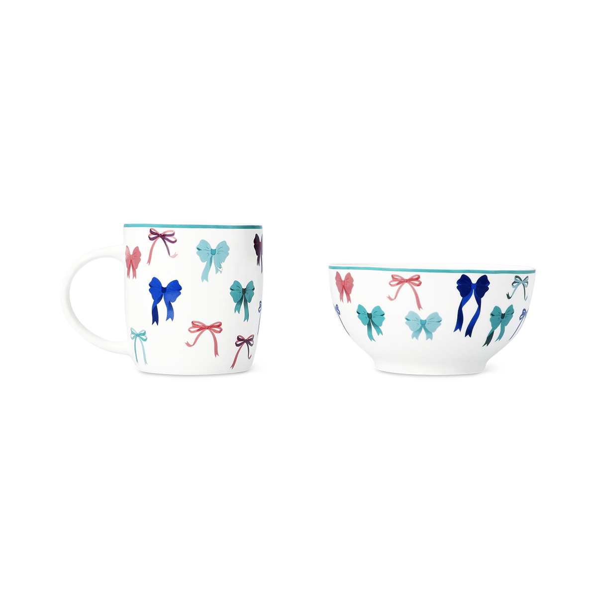 Fiyonk Desenli Beyaz Kupa Seti