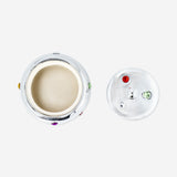 JAR CERAMIC SILVER W LID DIA 10CM WITH STONES