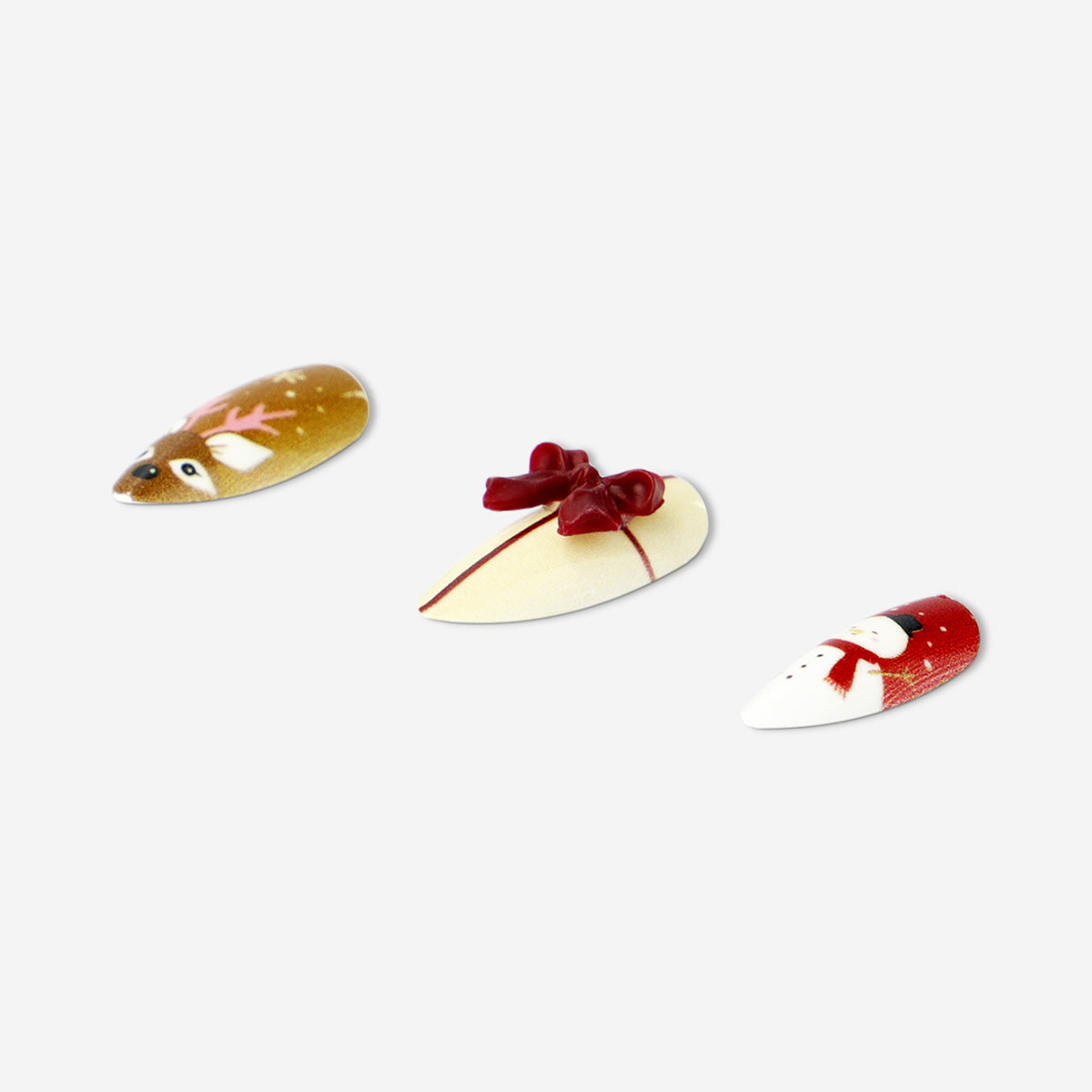 NAILS PRESS-ON SANTA FOR ADULT 24PC SET COFFIN SHAPE