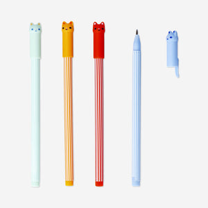 4'lü Kedi Detaylı Simli Jel Kalem