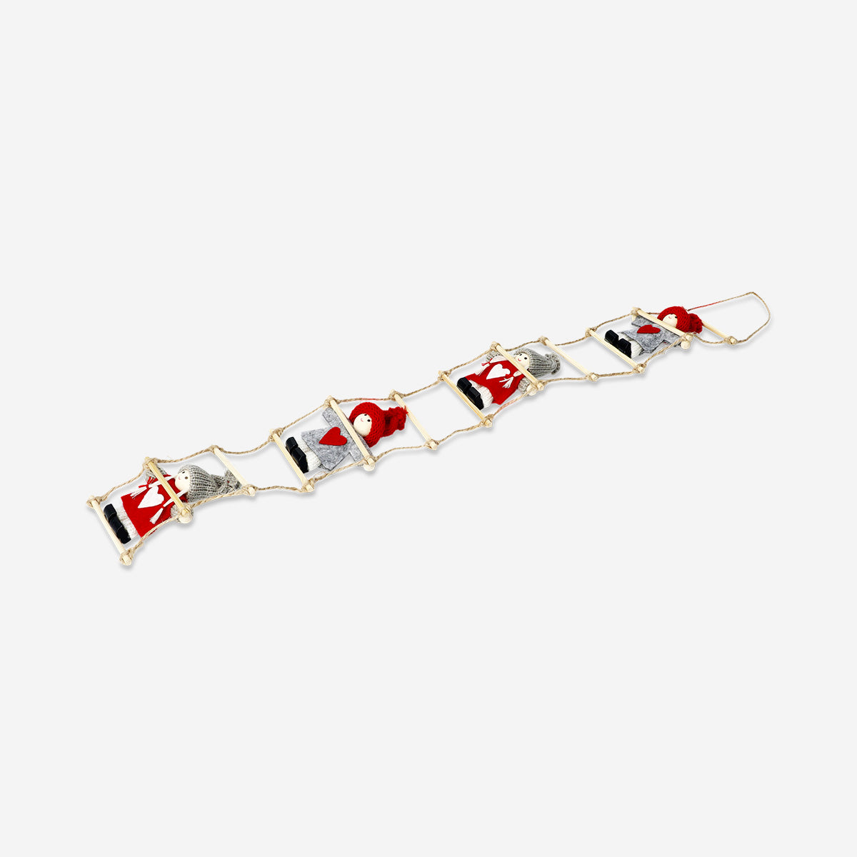 LADDER W 4 ELFS RED & GREY HANGING