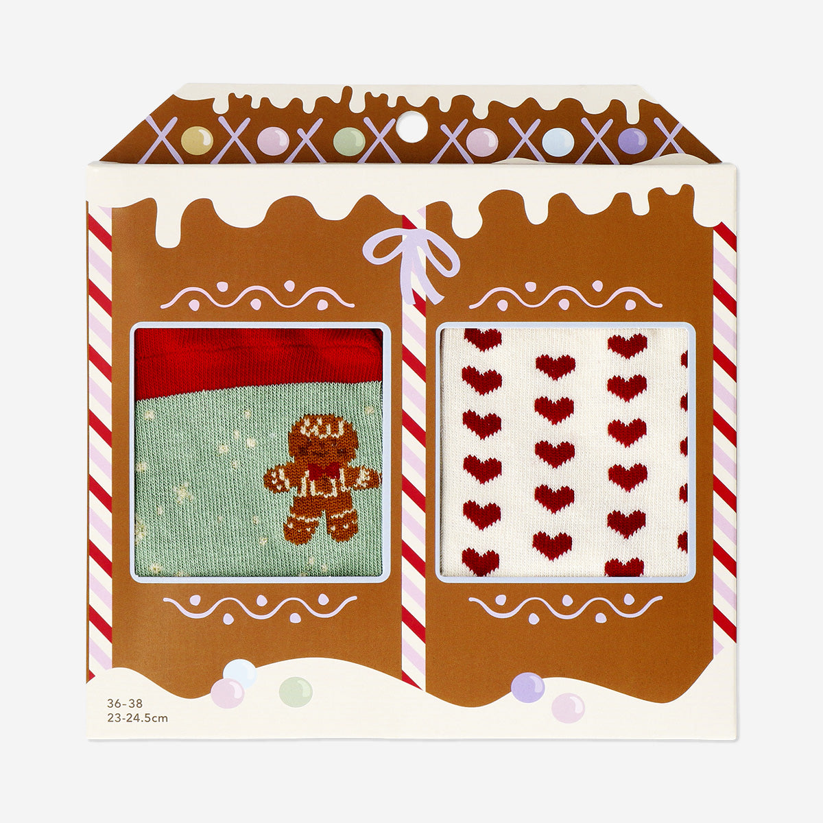 SOCKS 2PCS GIFTBOX GINGERBREAD 36/38