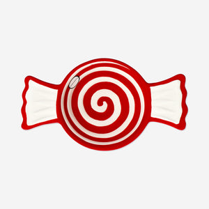 BOWL IN CANDY SHAPE RED AND WHITE MEDIUM