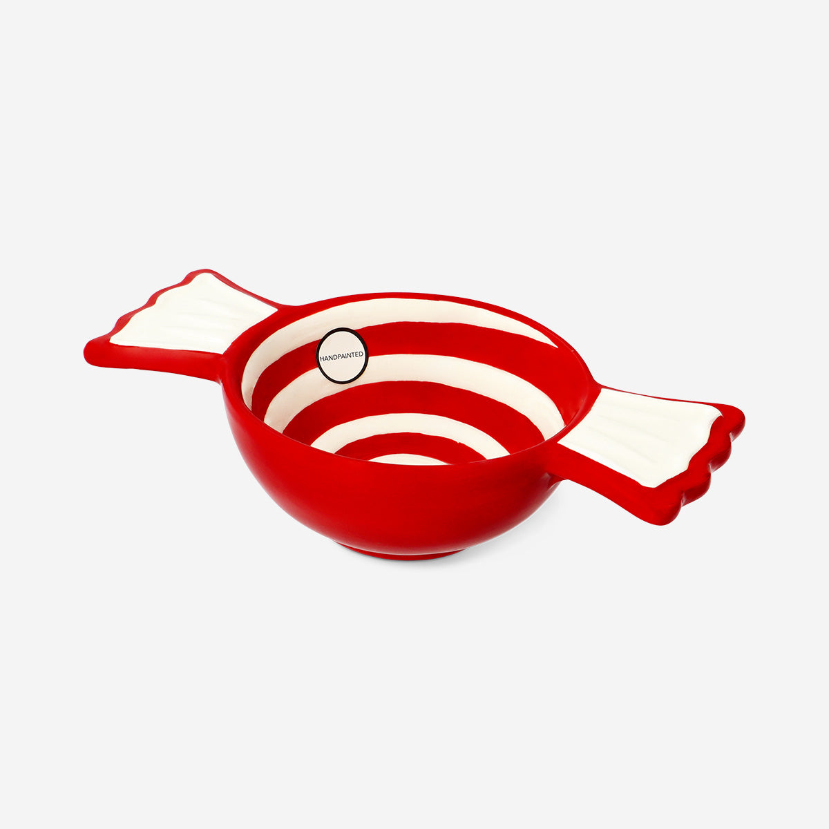 BOWL IN CANDY SHAPE RED AND WHITE MEDIUM