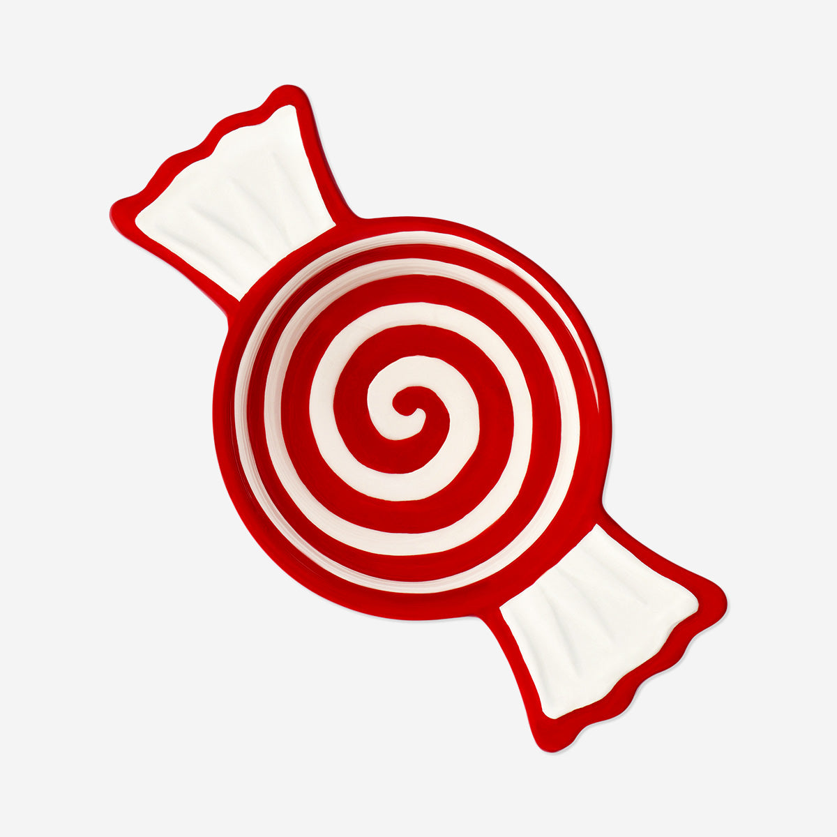 BOWL IN CANDY SHAPE RED AND WHITE MEDIUM