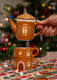 TEAPOT AND 2 MUGS SET SHAPED AS GINGERBREAD HOUSE