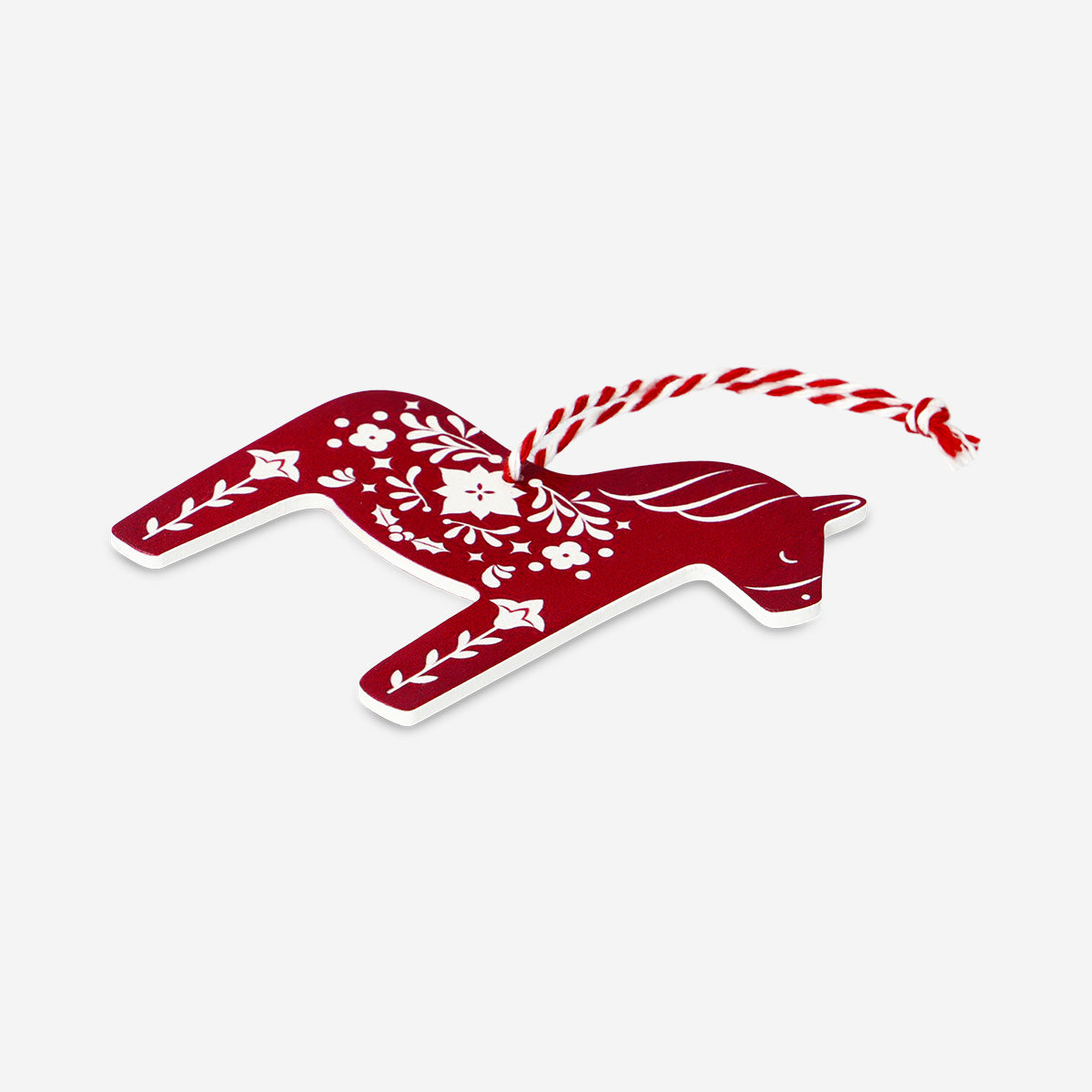 Ahşap Kırmızı At Yılbaşı Ağacı Süsü