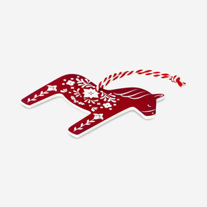 Ahşap Kırmızı At Yılbaşı Ağacı Süsü