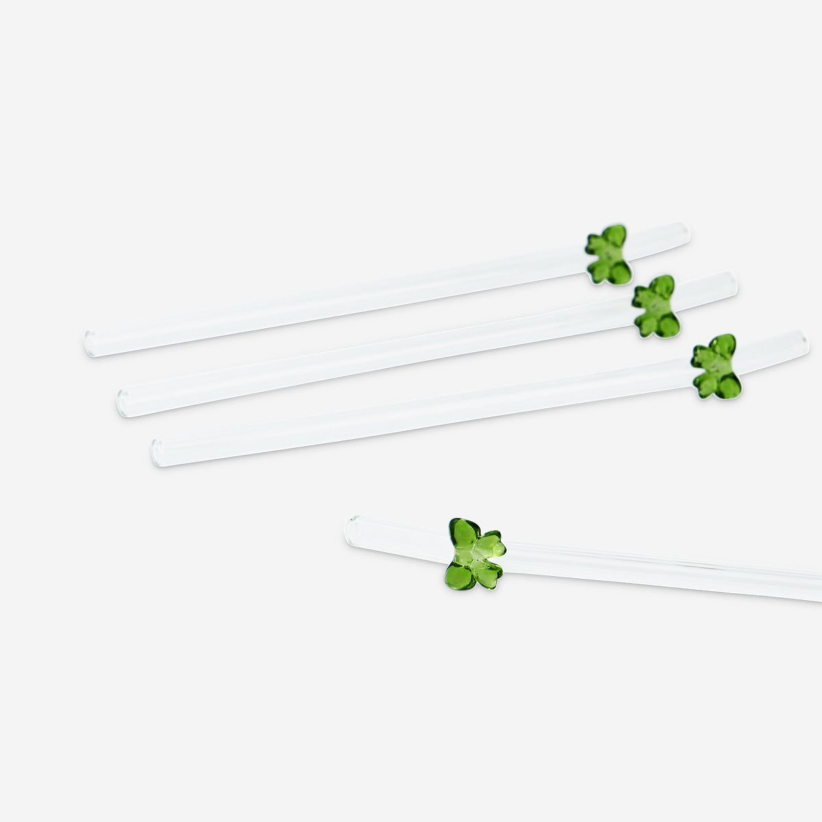 4'lü Yeşil Fiyonk Detaylı Cam Pipet