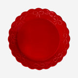 PLATE WITH SCOLLAPE EDGE AND EMBOSSED BOW RED LARGE