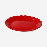PLATE WITH SCOLLAPE EDGE AND EMBOSSED BOW RED LARGE