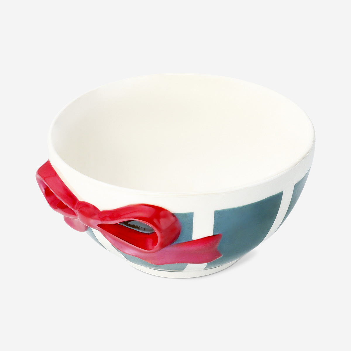 BOWL STRIPES AND EMBOSSED BOW RED AND GREEN