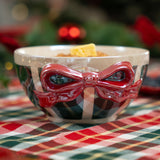 BOWL STRIPES AND EMBOSSED BOW RED AND GREEN
