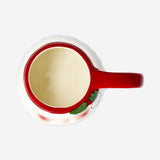 MUG W RED HANDLE & EDGE W SANTA HEAD WITH DETAIL 380ML