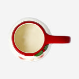 MUG W RED HANDLE & EDGE W SANTA HEAD WITH DETAIL 380ML