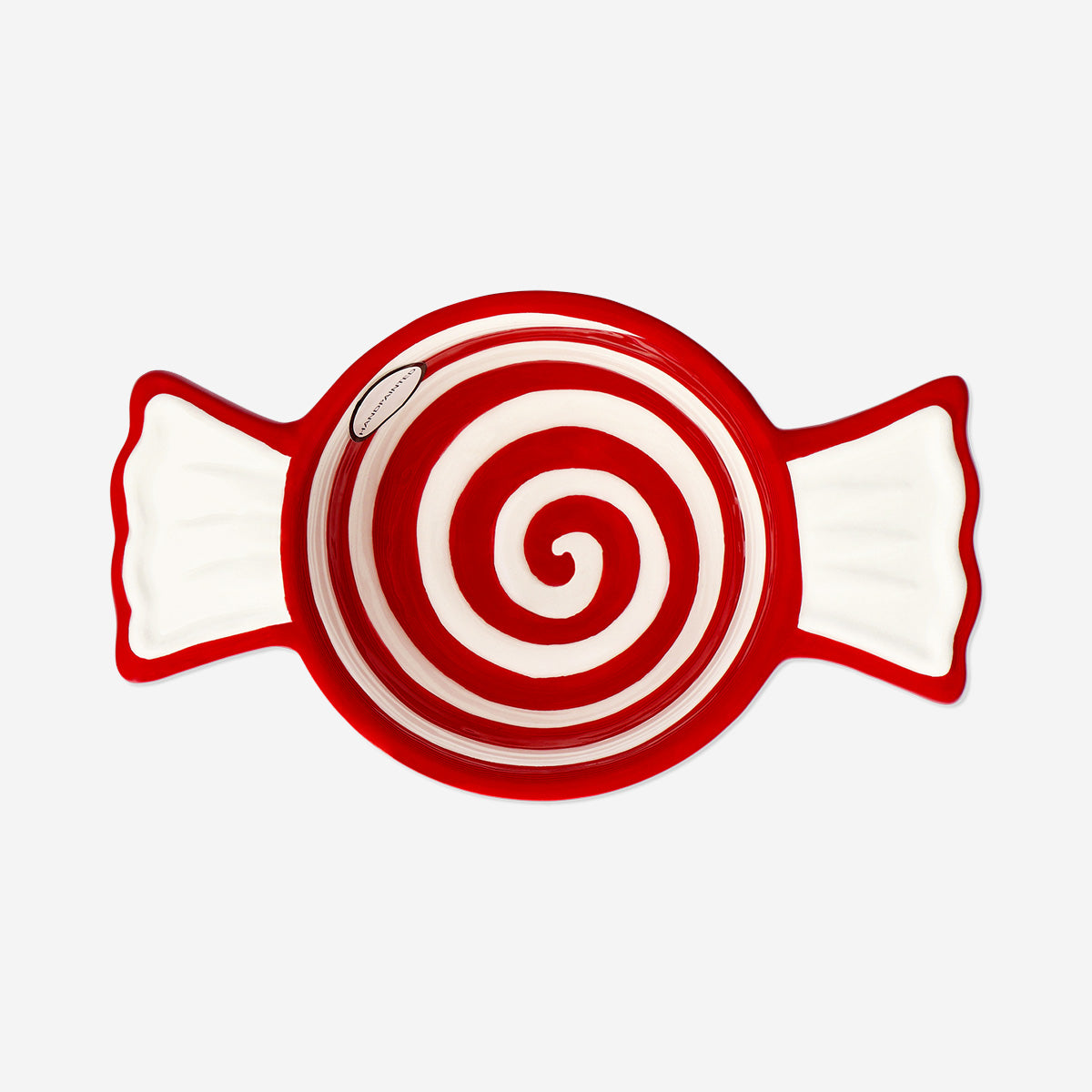BOWL IN CANDY SHAPE RED AND WHITE SMALL