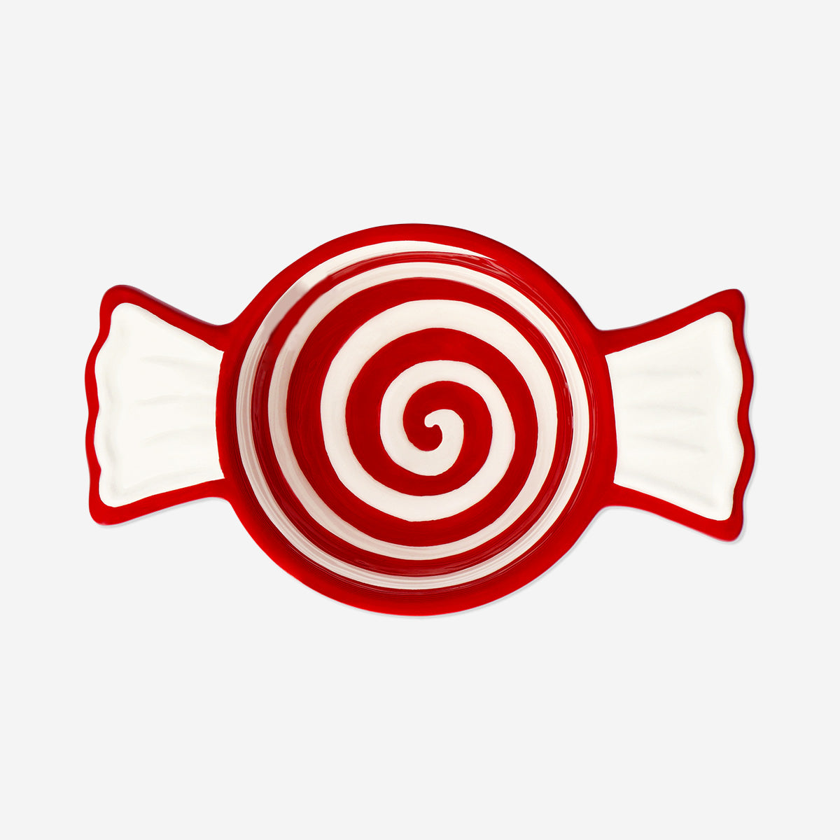 BOWL IN CANDY SHAPE RED AND WHITE SMALL
