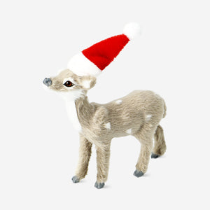 Şapkalı Gri Mini Ren Geyiği Figürü