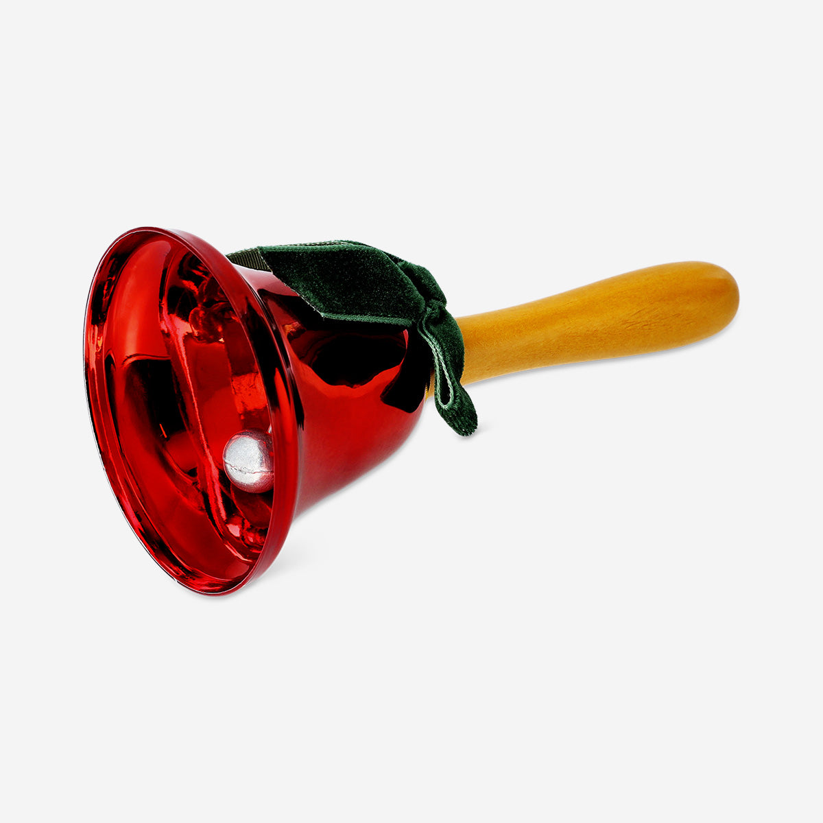 HANDBELL H:12 CM RED W GREEN BOW