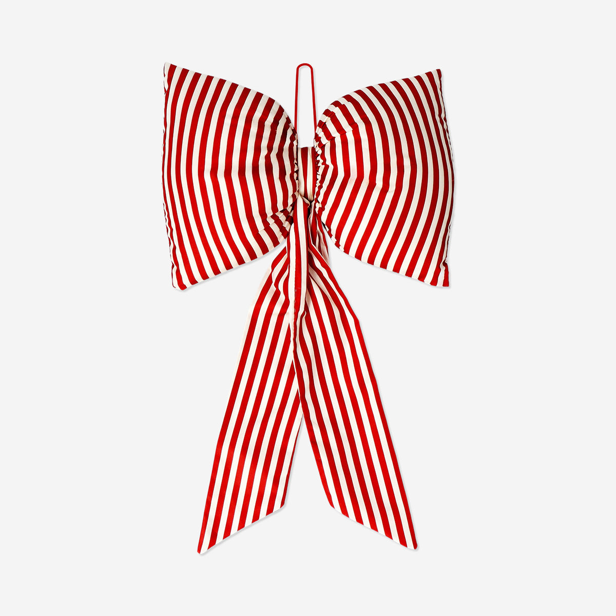 Kırmızı Beyaz Çizgili Dekoratif Fiyonk