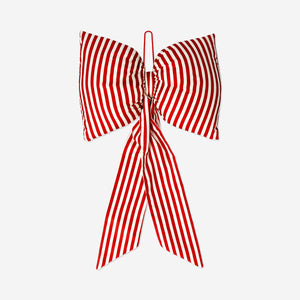Kırmızı Beyaz Çizgili Dekoratif Fiyonk