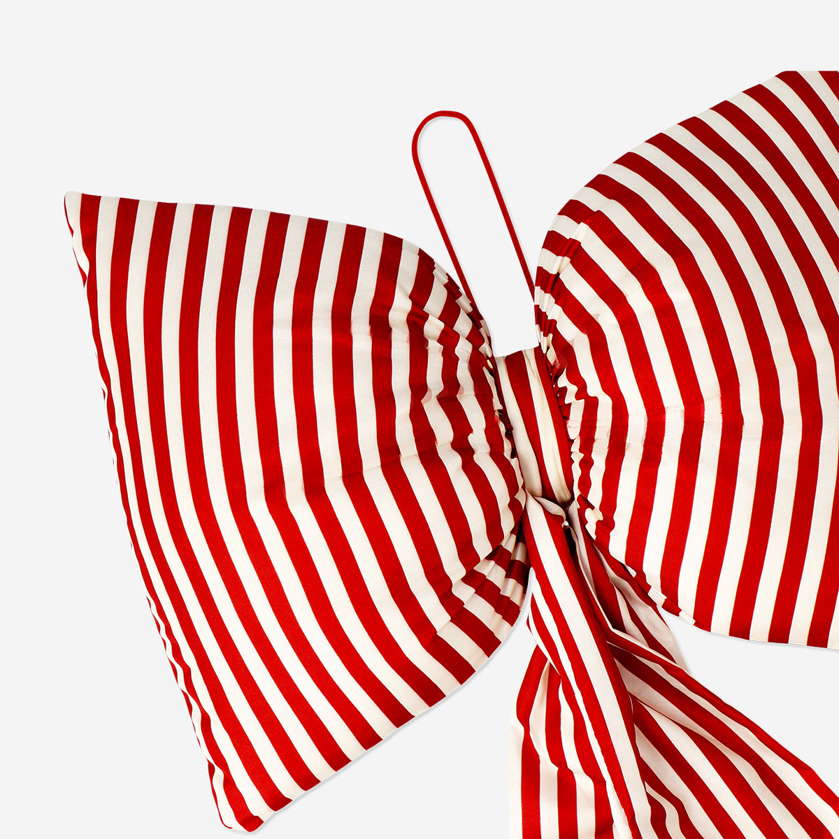 Kırmızı Beyaz Çizgili Dekoratif Fiyonk