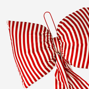 Kırmızı Beyaz Çizgili Dekoratif Fiyonk