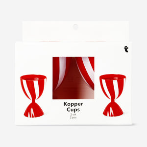 2'li Küçük Kırmızı Beyaz Plastik Kadeh