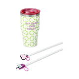 TUMBLER W STRAW AS SET W 3PCS STRAW AND STRAW COVERS ICONS