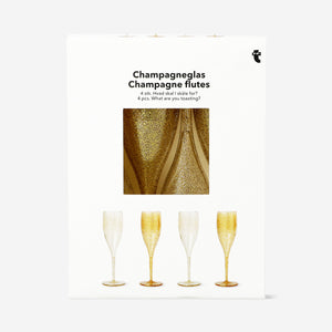 Altın 4'lü Plastik Şampanya Kadehleri