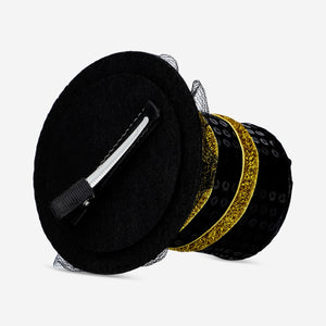 Sarı Siyah Şapka Şeklinde Saç Tokası