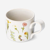 Çiçek Desenli Bej Seramik Kupa