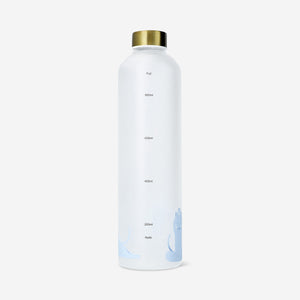 BOTTLE 1000ML FROSTED GLASS WITH GOLD LID AND CAT PRINT