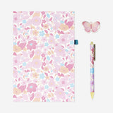 NOTEBOOK FLOWERS A5 W MAGNETIC BOOKMARK AND PEN