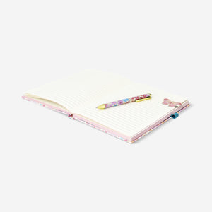 NOTEBOOK FLOWERS A5 W MAGNETIC BOOKMARK AND PEN