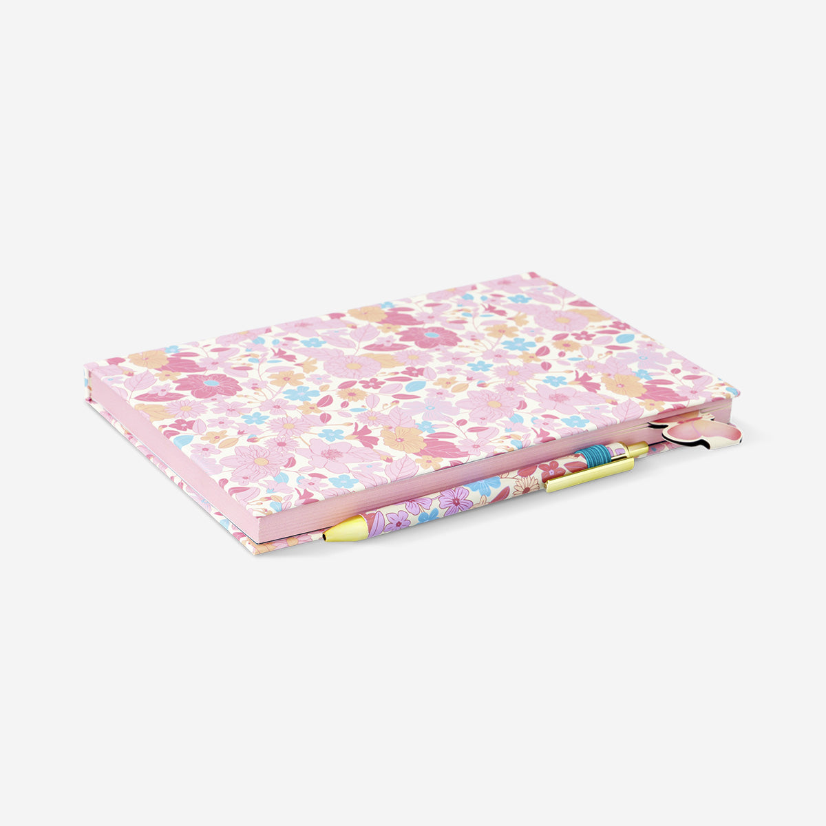 NOTEBOOK FLOWERS A5 W MAGNETIC BOOKMARK AND PEN