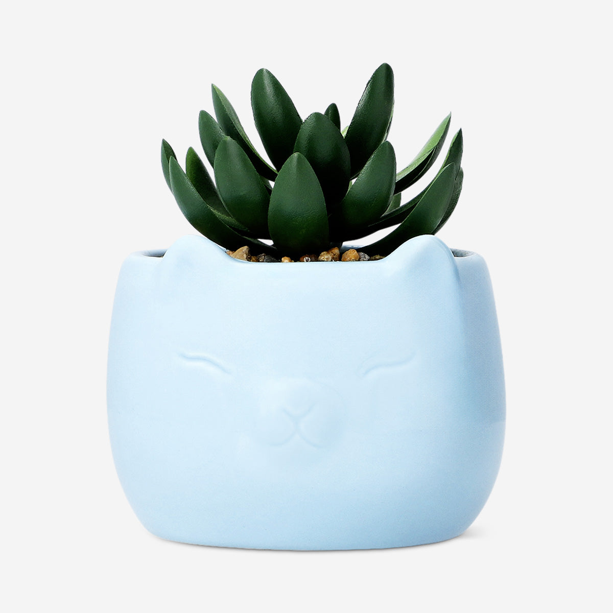 VASE CERAMIC CAT WITH ARTIFICIAL PLANT