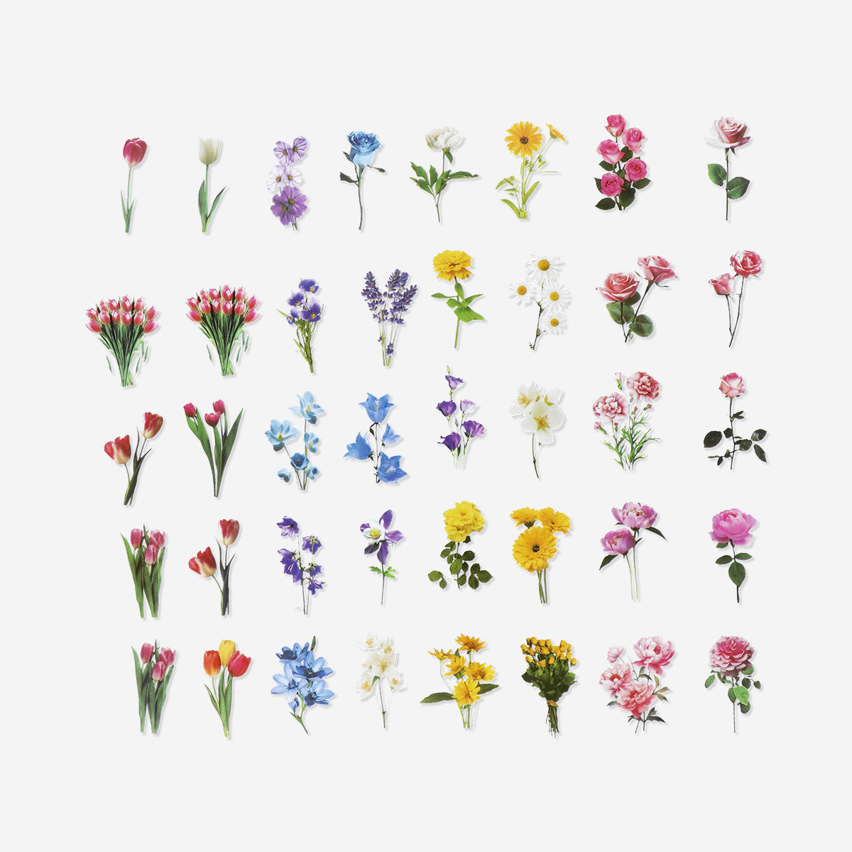 STICKER SINGLE PAPER FLOWERS ASSORTED
