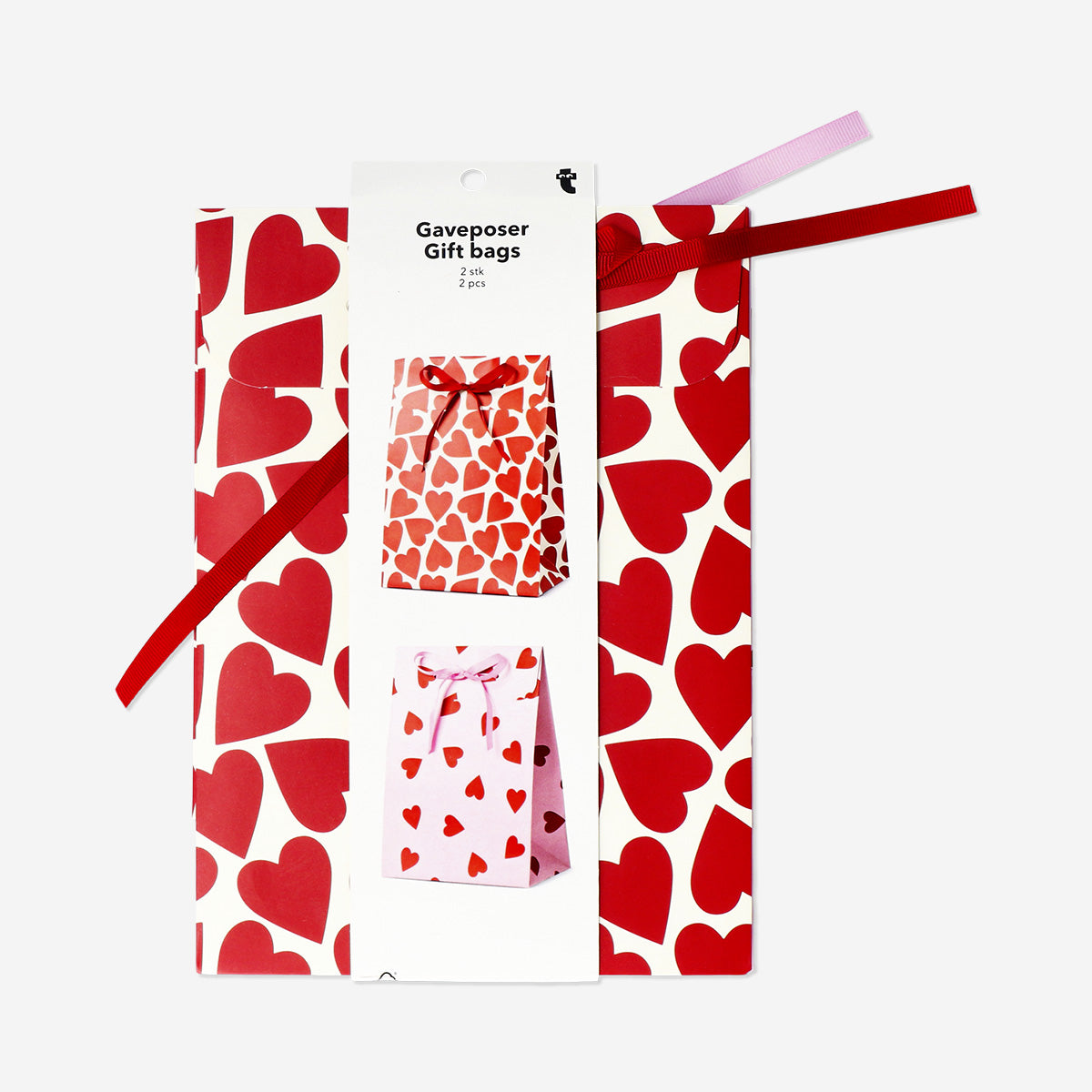 2'li Kalp Desenli Hediye Çantası
