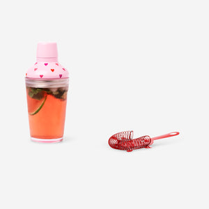 Kalp Desenli Kokteyl Seti