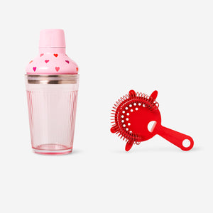 Kalp Desenli Kokteyl Seti