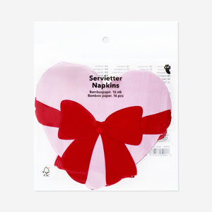 NAPKIN SHAPED BOW HEART 16PCS