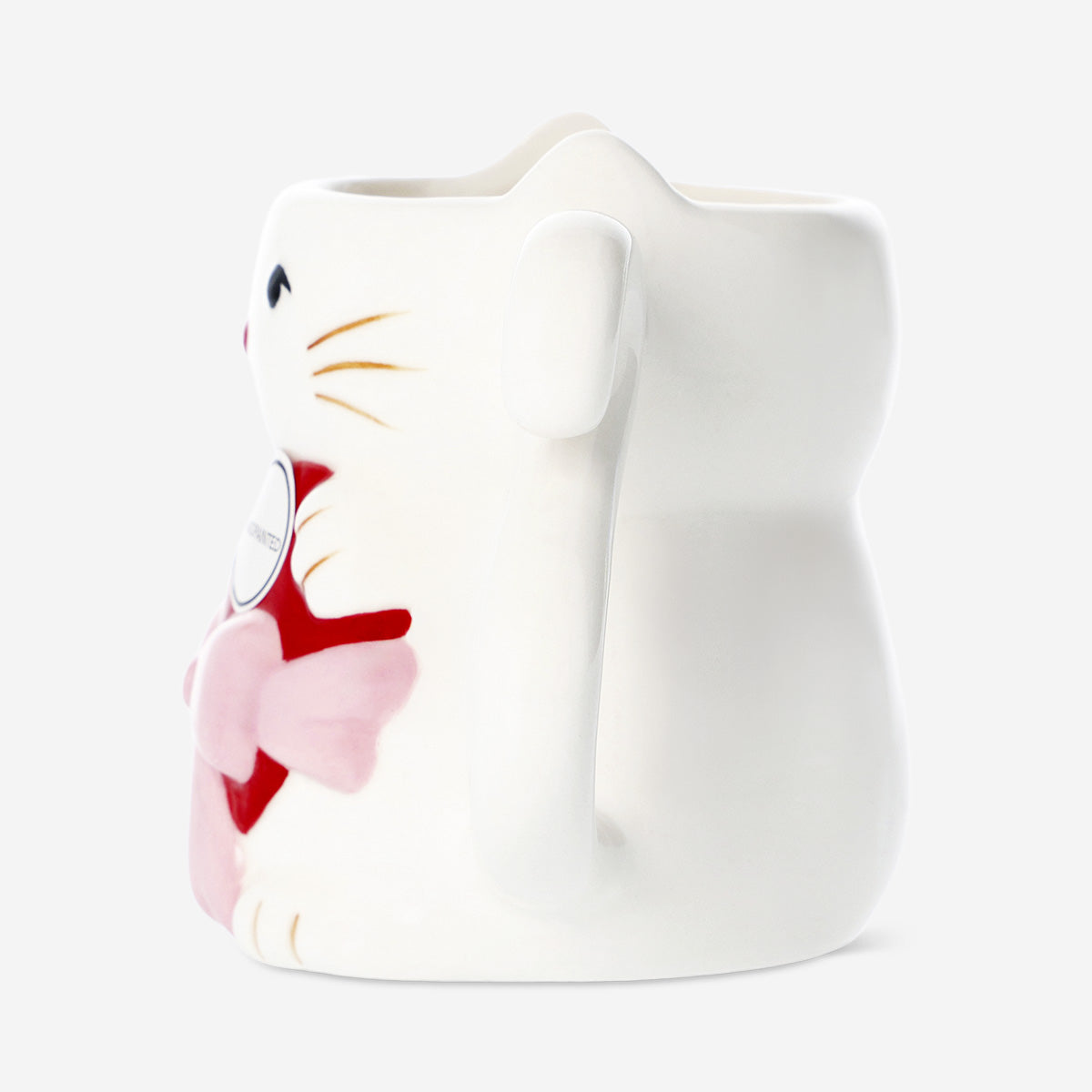 MUG SHAPED AS CAT HOLDING A HEART WITH BOW